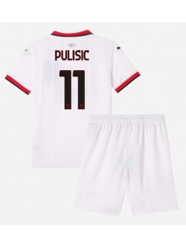 AC Milan Christian Pulisic #11 Replika Borta Kläder Barn 2024-25 Kortärmad (+ byxor)